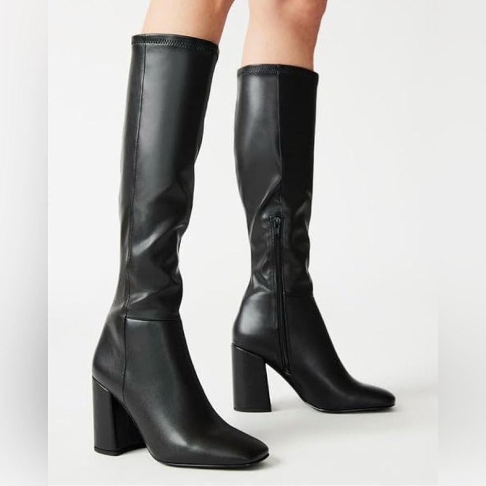 Steve Madden Lizah Women’s Black Casual Minimalist Knee Heel Boot Size 9.5